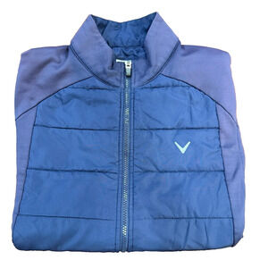 Callaway Men's Grey Quilted Puffer Full-Zip Gilet Golf Vest in a Blue Sz L